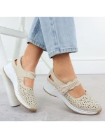 Skórzane  na beżowe model 22033926 - Rieker