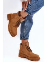 Kožené Ocouvané Botky Trapery Camel Felizia Kožené Ocouvané Botky Trapery Camel Felizia