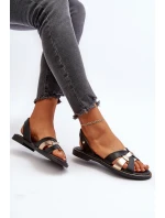 Dámské černé kožené sandály model 21651679 - Zazoo