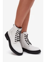 Zateplené dámské kotníkové boty z přírodní kůže model 21712314 bílé - SERGIO LEONE