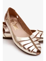 Pohodlné kožené dámské baleríny zlate Luka