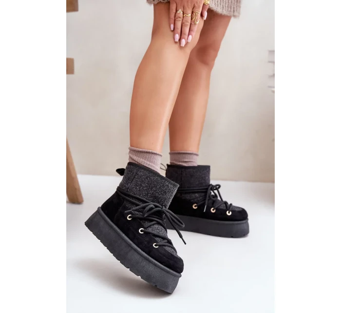 Sněhule s vázáním na platformě černé Mavora Sněhule s vázáním na platformě černé Mavora