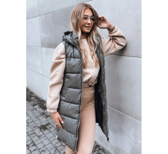 Dámská dlouhá prošívaná vesta FAR AWAY tmavě šedá FashionStreet TY3832