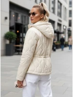 Dámská prošívaná bunda s kapucí ecru FashionStreet TY5533