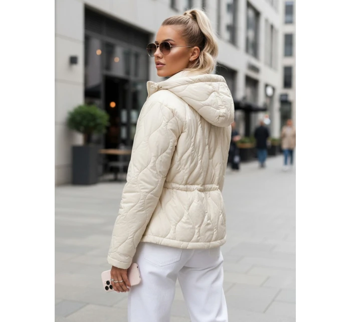 Dámská prošívaná bunda s kapucí ecru FashionStreet TY5533