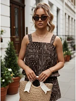 Dvoudílná dámská letní souprava s viskózou, hnědá, FashionStreet AY1203