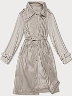 Dámský volný kabát z ekologické kůže J Style warm beige (11Z8101)