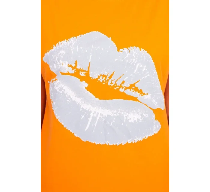 Halenka s potiskem rtů oranžová