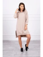 Šaty s kapucí a delšími zády béžové Šaty s kapucí a delšími zády béžové