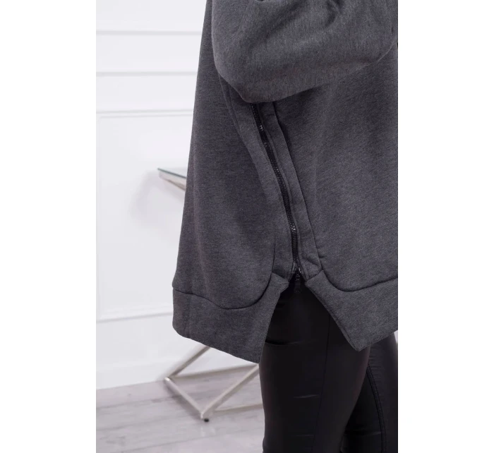 Zateplená mikina se zipem na boku grafitová