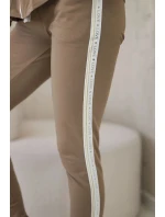 Dámská bavlněná souprava s proužky a stahovacími lemy velbloud Dámská bavlněná souprava s proužky a stahovacími lemy velbloud