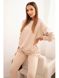 Dámský bavlněný komplet s potiskem Minimal béžový
