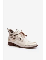 model 21646171 Nízké Kozačky Kožené Dámské Stříbrné - Zazoo