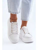 Dámské kožené tenisky na platformě model 21649096 bílé - CheBello