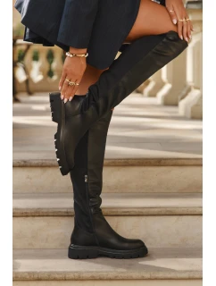 dámské kozačky z eko kůže černé model 21710947 - Boto