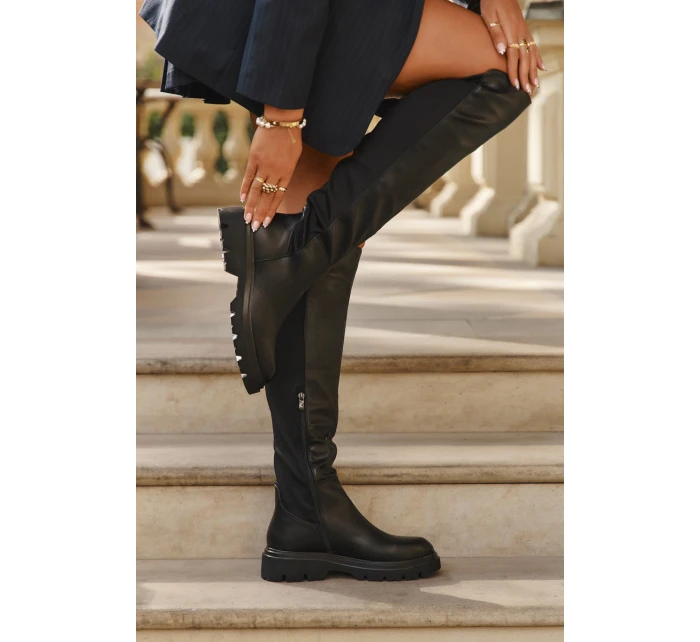 dámské kozačky z eko kůže černé model 21710947 - Boto