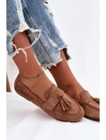 Dámské mokasíny ploché s třásněmi hnědé model 21919041 - Boto Dámské mokasíny ploché s třásněmi hnědé model 21919041 - Boto