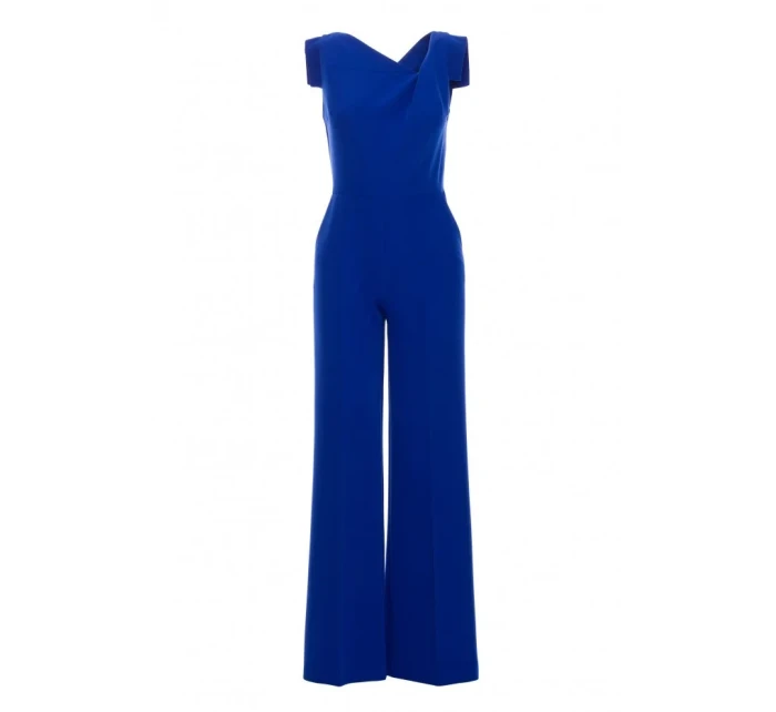 S407 Elegantní overal s asymetrickým výstřihem - královská modř