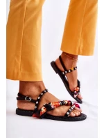 Dámské sandály s ozdobami černe Mataro