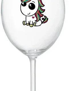 DUHOVÝ JEDNOROŽEC - priehľadný pohár na víno 350 ml