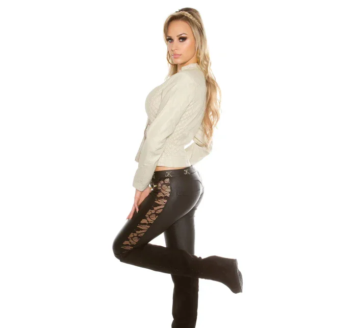 Sexy motorkářská bunda VK2 krémová - Koucla Sexy motorkářská bunda VK2 krémová - Koucla