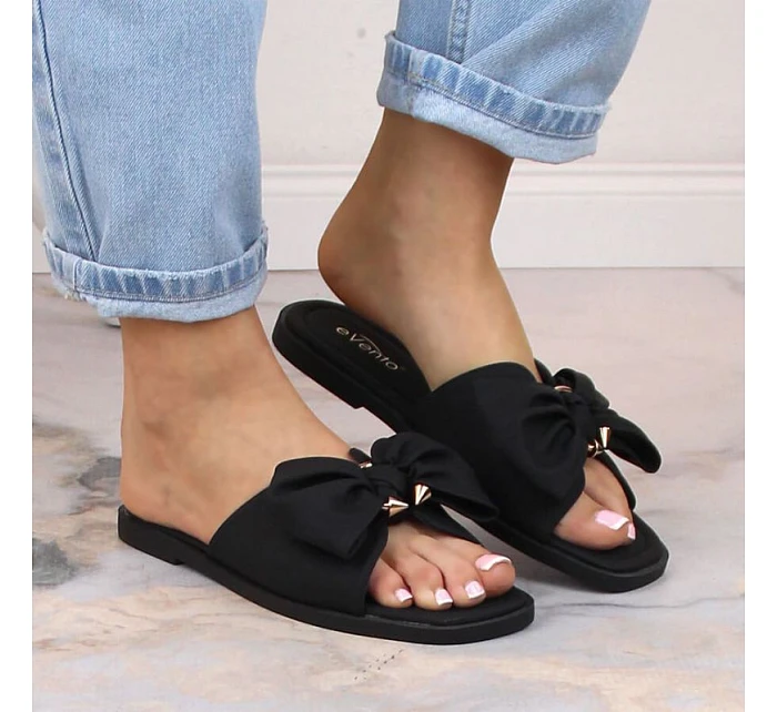 Dámské ploché žabky s mašlí černé eVento model 22096558 Dámské ploché žabky s mašlí černé eVento model 22096558