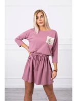 Šaty s flitrovou kapsou tmavě růžové Šaty s flitrovou kapsou tmavě růžové