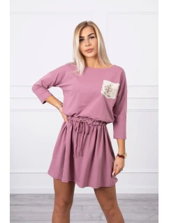 Šaty s flitrovou kapsou tmavě růžové