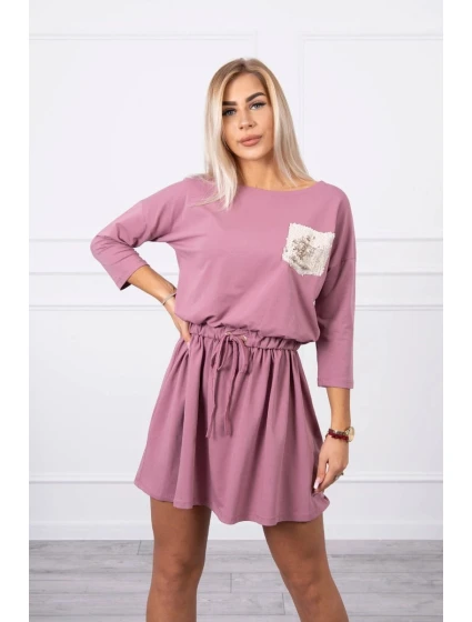 Šaty s flitrovou kapsou tmavě růžové Šaty s flitrovou kapsou tmavě růžové