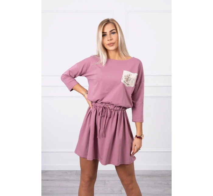 Šaty s flitrovou kapsou tmavě růžové Šaty s flitrovou kapsou tmavě růžové