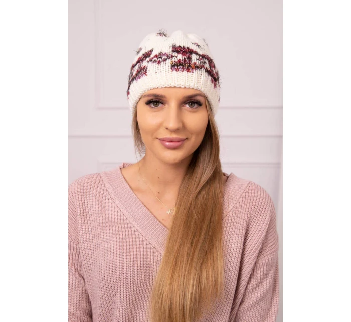 Dámská čepice Otylia K387 ecru+bordeaux Dámská čepice Otylia K387 ecru+bordeaux