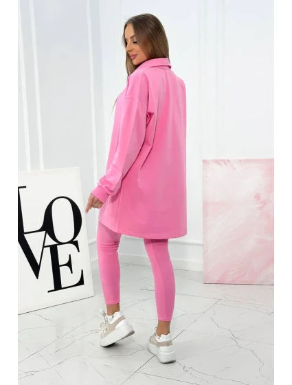 3dílný set halenka, top a legíny světle růžová