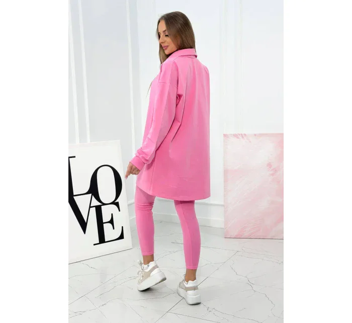 3dílný set halenka, top a legíny světle růžová