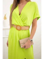 Dlouhé šaty s ozdobným páskem neonově zelená