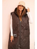 Dámská prošívaná vesta Plus Size s kapucí na zip mocca Dámská prošívaná vesta Plus Size s kapucí na zip mocca