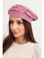 Dámská zimní čepice s ozdobným pletením a  fialová model 21878103 - K-Fashion