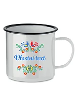 Personalizovaný bílý retro plecháček s folklórním vzorem Personalizovaný bílý retro plecháček s folklórním vzorem