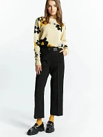 Dámské elegantní kalhoty s logem značky / Černá - Monnari