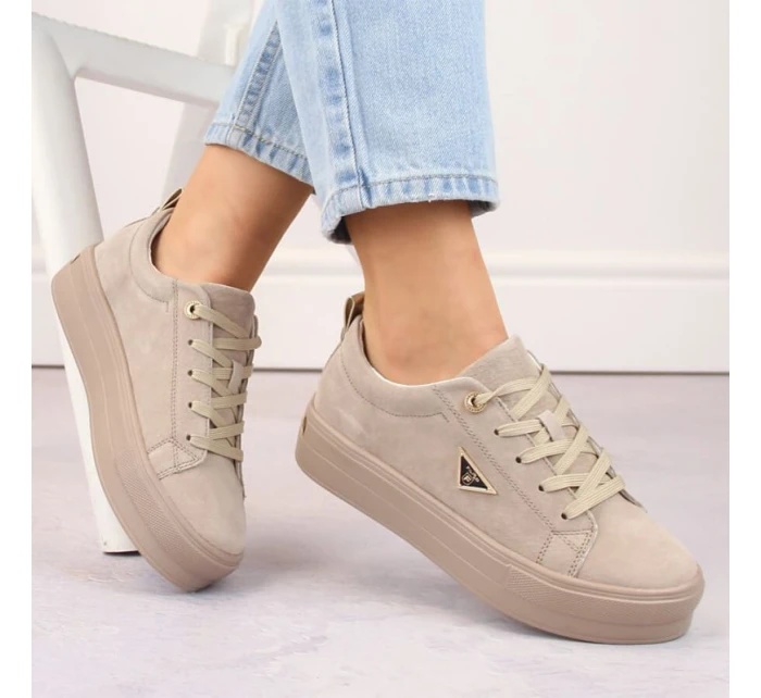 Filippo W PAW315C béžové semišové kožené polobotky na platformě