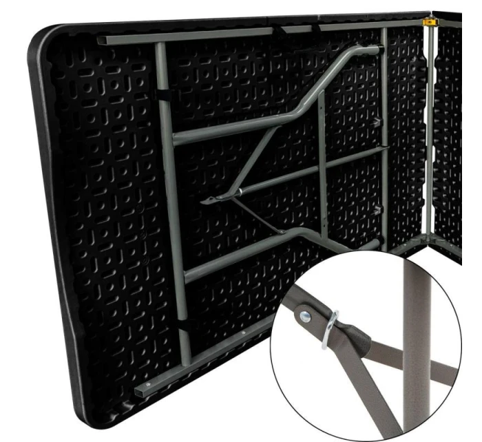 SKLÁDACÍ STŮL V Kufru 180x70x74CM MAX.100KG ČERNÝ