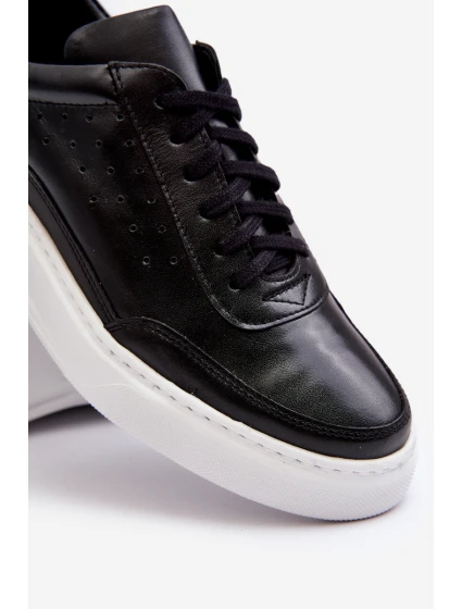 Pánské kožené sportovní boty model 21641519 černé - Zazoo Pánské kožené sportovní boty model 21641519 černé - Zazoo