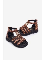 Dívčí Sandály Gladiátoři Se Zlatým Detalem Panterka Vesira Dívčí Sandály Gladiátoři Se Zlatým Detalem Panterka Vesira