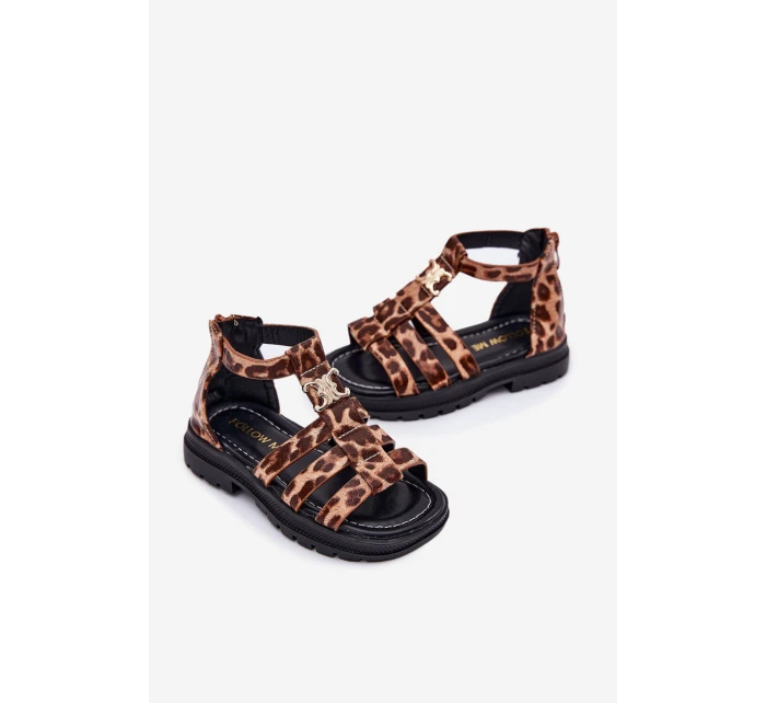 Dívčí Sandály Gladiátoři Se Zlatým Detalem Panterka Vesira Dívčí Sandály Gladiátoři Se Zlatým Detalem Panterka Vesira