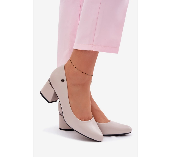 Lodičky na podpatku model 22095190 Šedé - VINCEZA