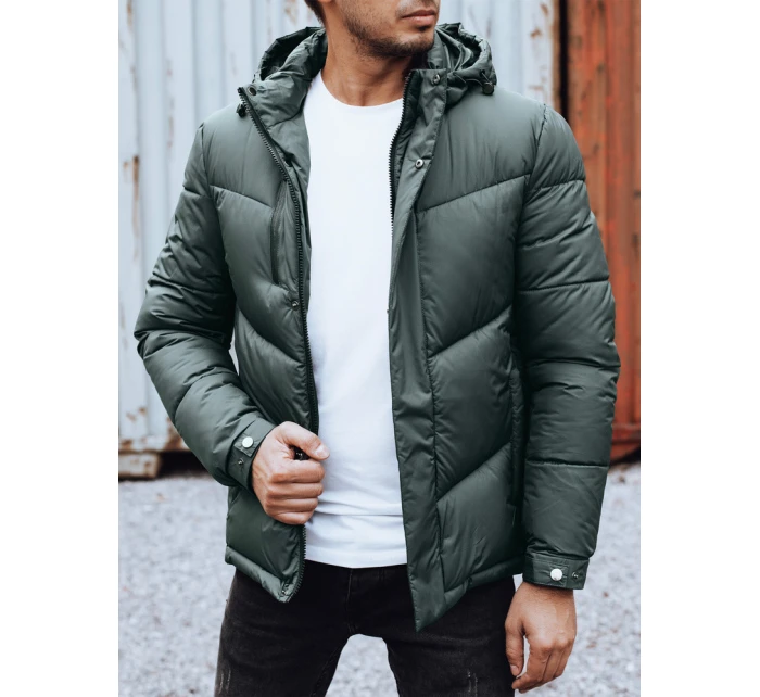 Pánská zimní bunda s odepínací kapucí zelená FashionStreet TX4832