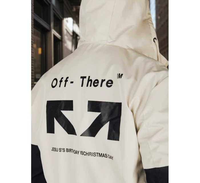 Pánská přechodná bunda s kapucí béžová model 21986395 - Dstreet