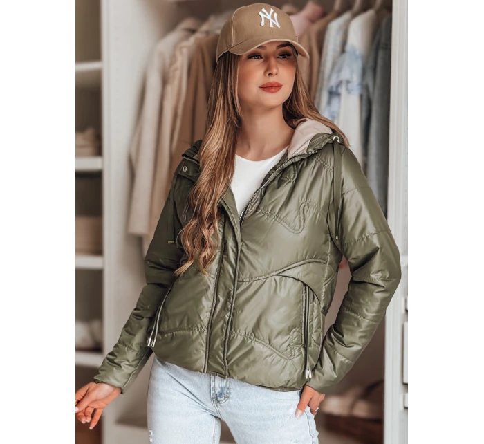 Dámská přechodná prošívaná bunda s kapucí NIVESSO zelená FashionStreet TY4857 Dámská přechodná prošívaná bunda s kapucí NIVESSO zelená FashionStreet TY4857