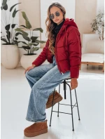 Dámská krátká zimní bunda GLAMVO s kapucí vínová FashionStreet TY4949