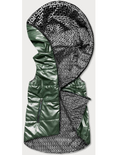 Zelená dámská rozšířená oboustranná vesta (B8005-10)