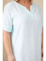 Dámské viskózové šaty Plus Size s krátkým rukávem a výstřihem do V mentolová